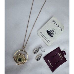 Vintage Nantucket Basket Scrimshaw Pendant Necklace Signed Alan Luiz tiny penny